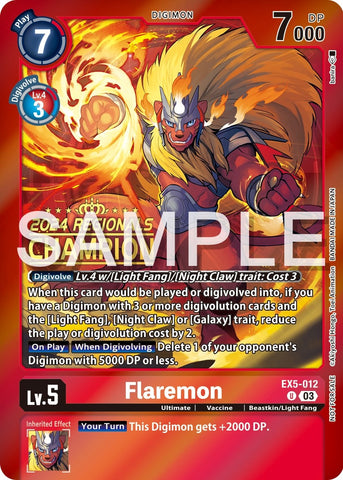 Flaremon [EX5-012] (2024 Regionals Champion) [Animal Colosseum Promos] 