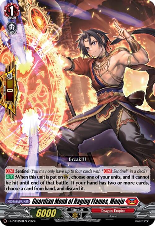 Guardian Monk of Raging Flames, Monju (D-PR/353EN) [D Promo Cards]