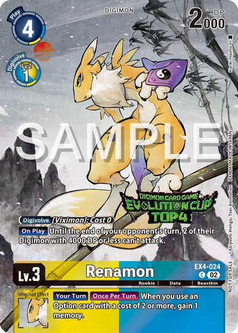 Renamon [EX4-024] (2024 Evolution Cup Top 4) [Alternative Being Booster Promos] 