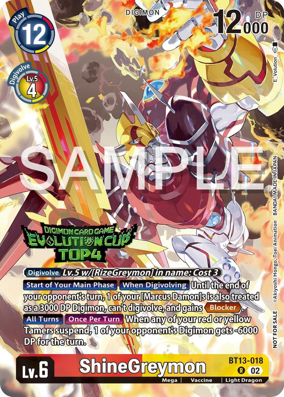 ShineGreymon [BT13-018] (2024 Evolution Cup Top 4) [Versus Royal Knights Booster Promos]