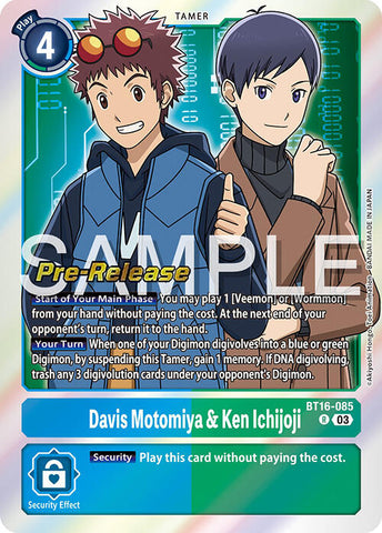 Davis Motomiya &amp; Ken Ichijoji [BT16-085] [Beginning Observer Pre-Release Promos] 