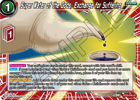 Super Water of the Gods, Exchange for Suffering (BT25-008) [Legend of the Dragon Balls] 