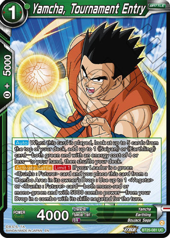 Yamcha, Tournament Entry (BT25-081) [Legend of the Dragon Balls] 