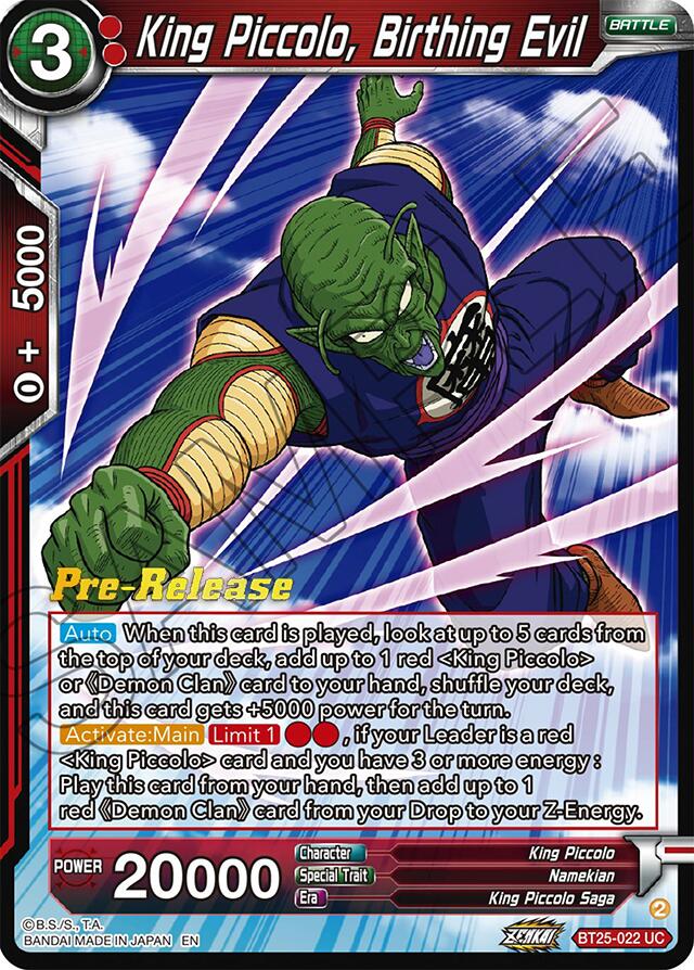 King Piccolo, Birthing Evil (BT25-022) [Legend of the Dragon Balls Prerelease Promos]