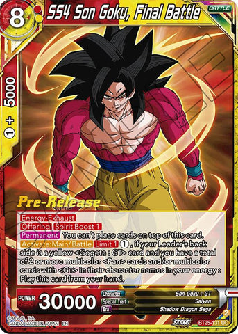 SS4 Son Goku, Final Battle (BT25-131) [Legend of the Dragon Balls Prerelease Promos] 