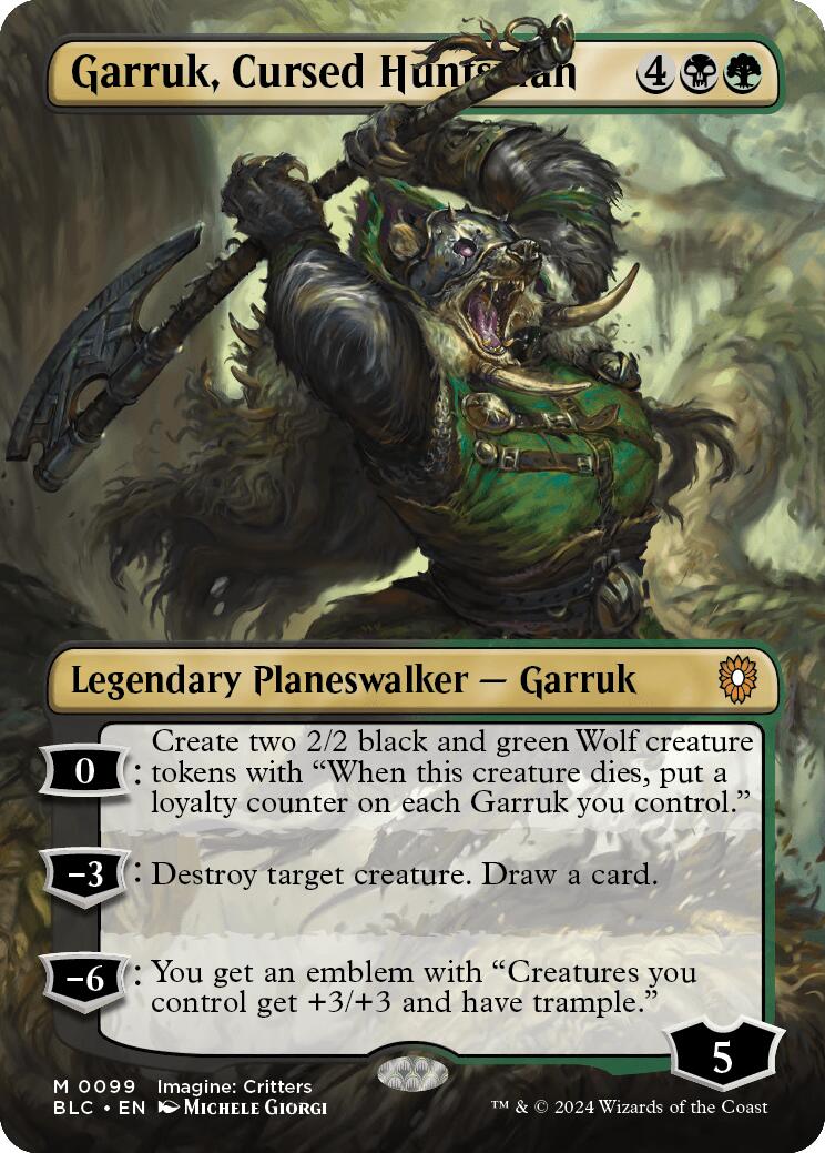 Garruk, Cursed Huntsman (Borderless) [Bloomburrow Commander] 