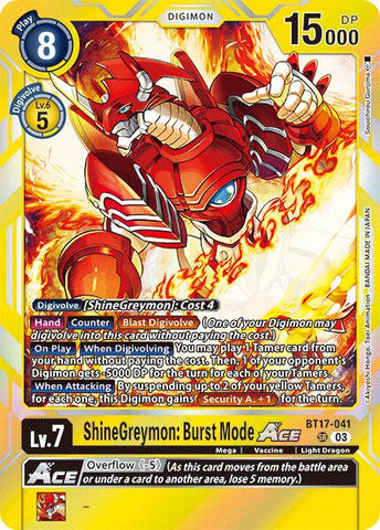 ShineGreymon: Burst Mode ACE [BT17-041] [Secret Crisis] 
