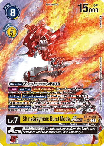 ShineGreymon: Burst Mode ACE [BT17-041] (Alternate Art) [Secret Crisis] 
