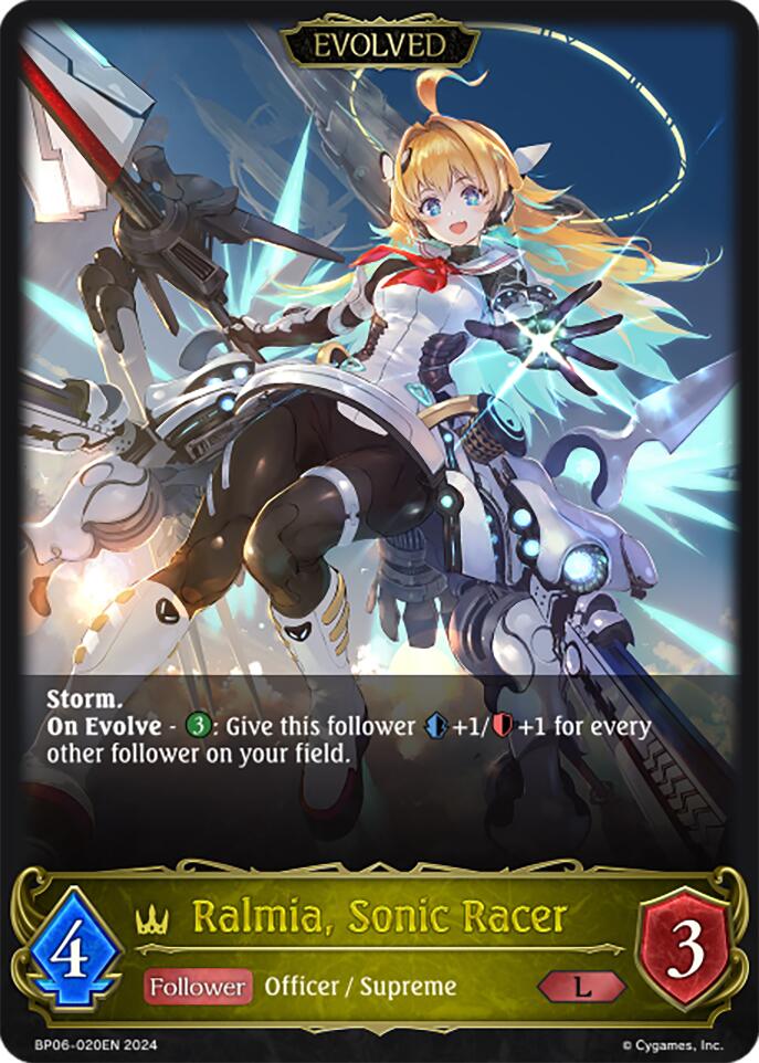 Ralmia, Sonic Racer (Evolved) (BP06-020EN) [Paragons of the Colosseum] 
