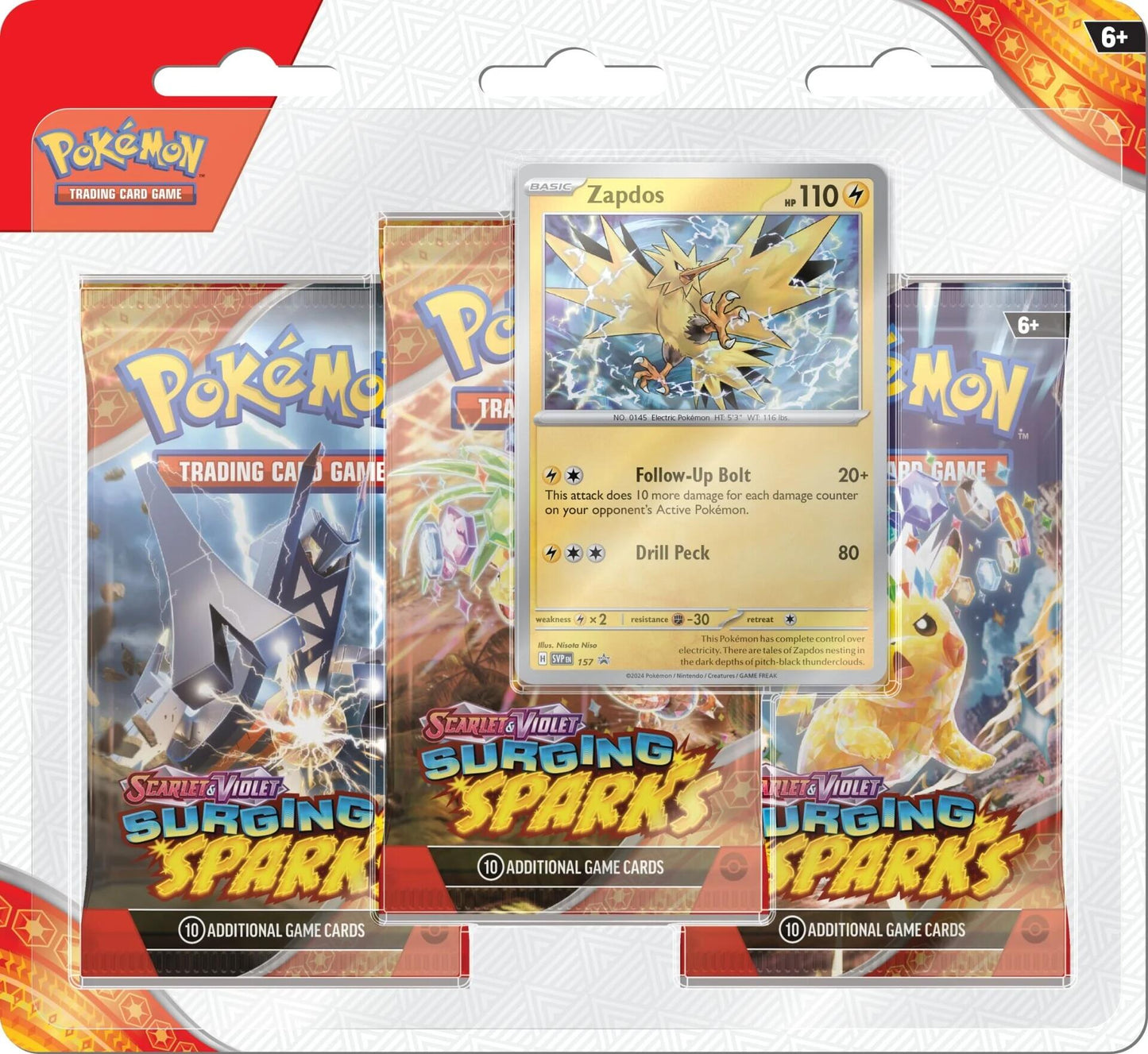 *Pre-Order* Scarlet & Violet: Surging Sparks - 3 Pack Blisters (Zapdos)