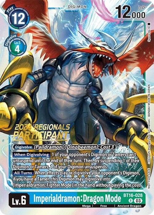 Imperialdramon: Dragon Mode [BT16-028] (2024 Regionals Participant) [Beginning Observer]