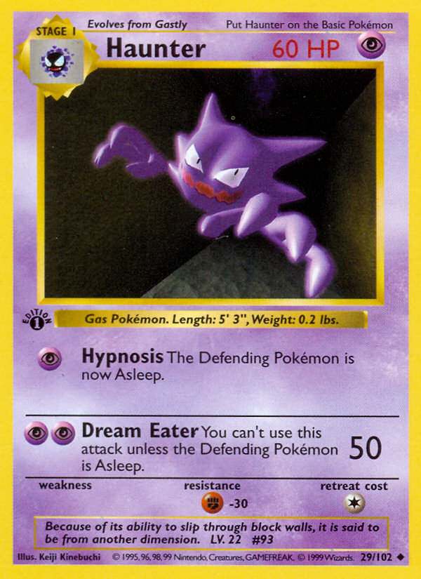Haunter (29/102) (Shadowless) [Base Set 1st Edition] 