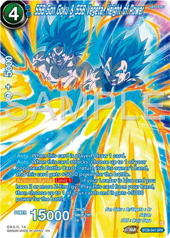 SSB Son Goku &amp; SSB Vegeta, Height of Power (SPR) (BT26-041) [Ultimate Advent] 