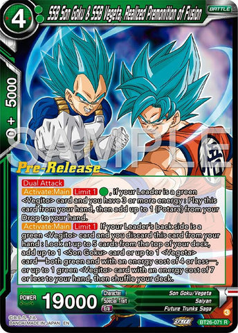 SSB Son Goku &amp; SSB Vegeta, Realized Premonition of Fusion (BT26-071) [Ultimate Advent Prerelease Promos] 