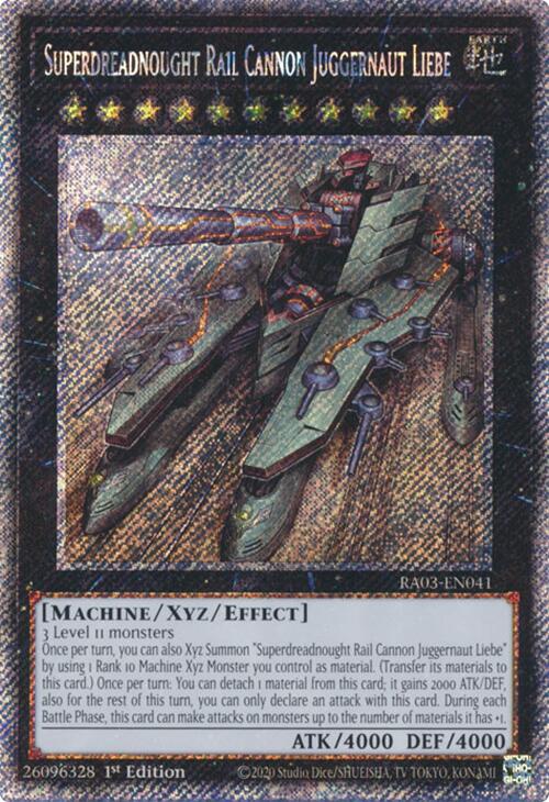 Superdreadnought Rail Cannon Juggernaut Liebe (Platinum Secret Rare) [RA03-EN041] Platinum Secret Rare 