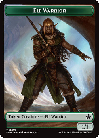 Elf Warrior // Raccoon Double-Sided Token [Foundations Tokens] 
