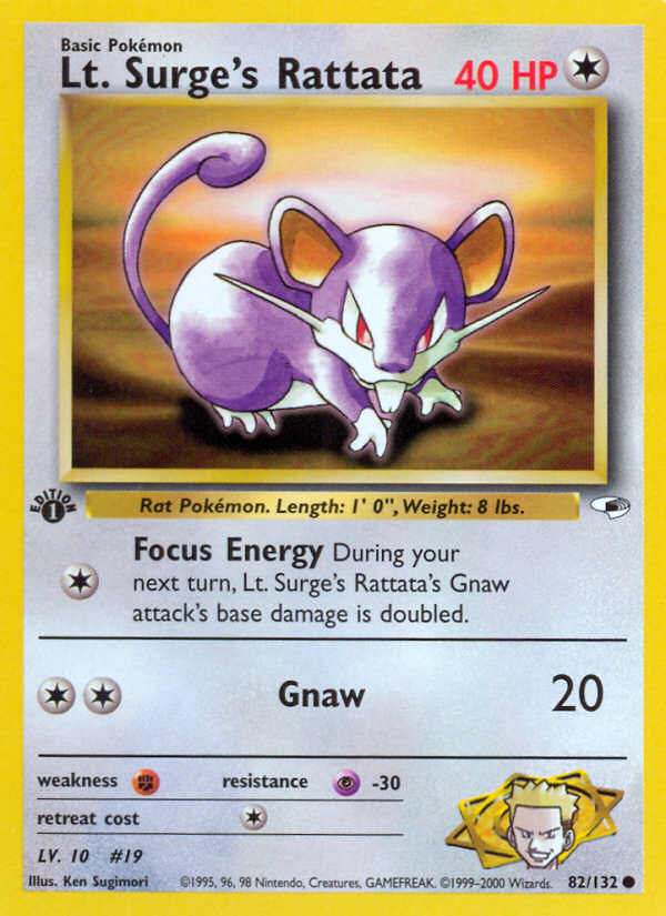 Lt. Surge's Rattata (82/132) [Gym Heroes 1st Edition] 