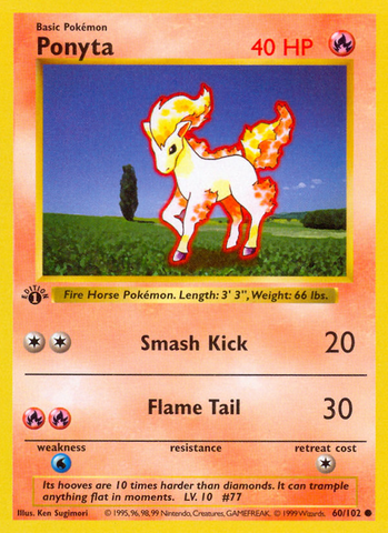 Ponyta (60/102) (Shadowless) [Base Set 1st Edition] 