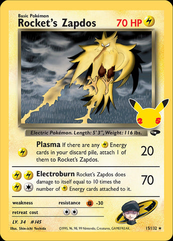 Rocket's Zapdos (15/132) [Celebrations: 25th Anniversary - Classic Collection] 