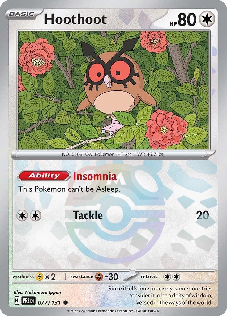 Hoothoot (077/131) (Master Ball Pattern) [Scarlet &amp; Violet: Prismatic Evolutions] 