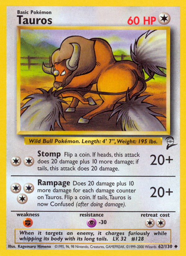 Tauros (62/130) [Base Set 2] 