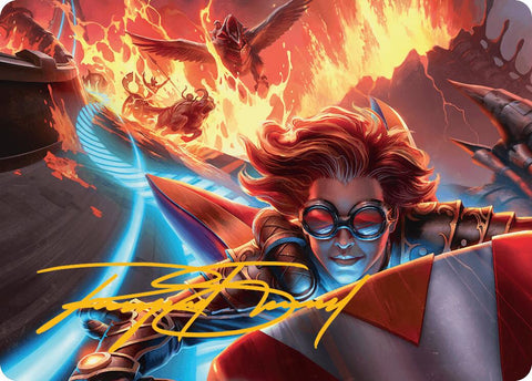 Outpace Oblivion Art Card (Gold-Stamped Signature) [Aetherdrift Art Series] 