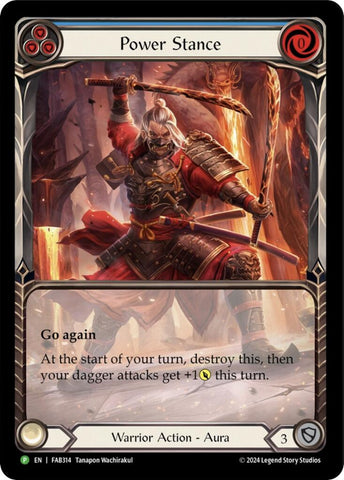 Power Stance (Blue) (Extended Art) [FAB314] (Promo) Rainbow Foil 