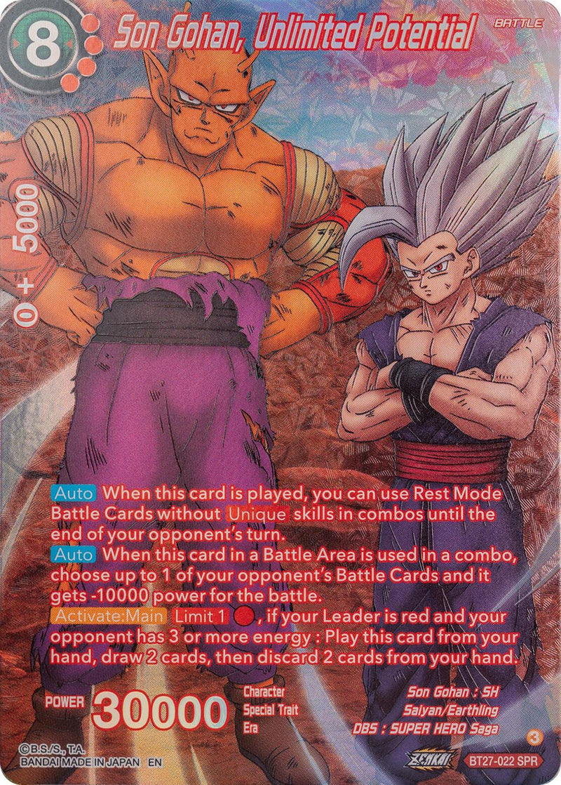 Son Gohan, Unlimited Potential (SPR) (BT27-022) [History of Z] 
