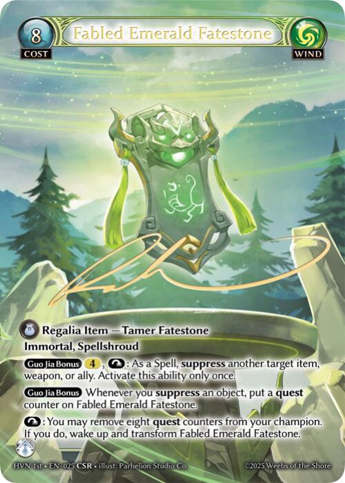 Fabled Emerald Fatestone // Byakko, White Tiger (CSR) (025) [Abyssal Heaven] 