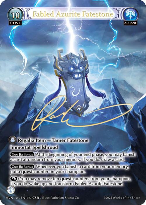 Fabled Azurite Fatestone // Seiryuu, Azure Dragon (CSR) (027) [Abyssal Heaven] 