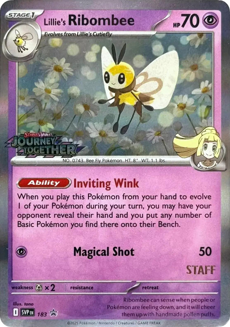 Lillie's Ribombee (183) (Prerelease Staff) [Scarlet &amp; Violet: Black Star Promos] 