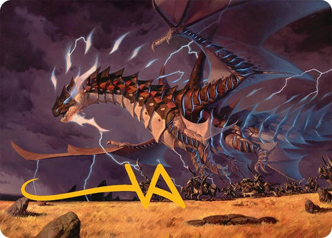 Neriv, Heart of the Storm Art Card (25/54) ​​(Gold-Stamped Signature) [Tarkir: Dragonstorm Art Series] 