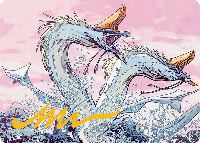 Twinmaw Stormbrood Art Card (39/54) (Gold-Stamped Signature) [Tarkir: Dragonstorm Art Series] 