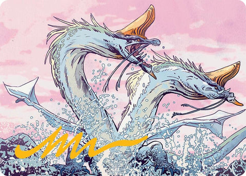 Twinmaw Stormbrood Art Card (39/54) (Gold-Stamped Signature) [Tarkir: Dragonstorm Art Series] 