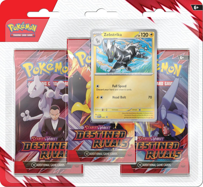*Pre-Order* Scarlet & Violet: Destined Rivals - 3 Pack Blister (Zebstrika)