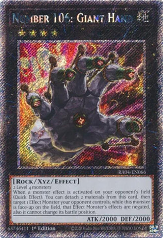 Number 106: Giant Hand [RA04-EN066] Platinum Secret Rare 
