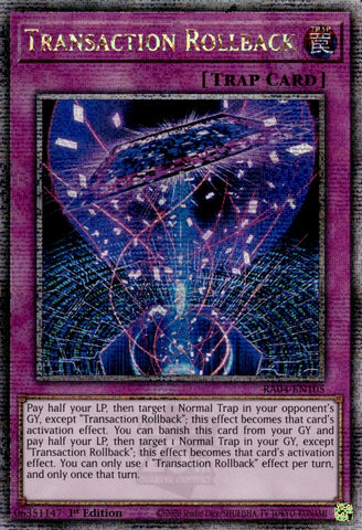 Transaction Rollback [RA04-EN105] Quarter Century Secret Rare 