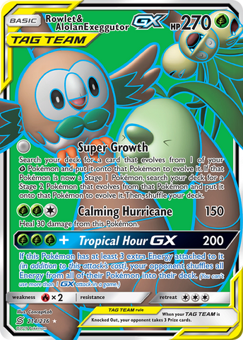 Rowlet &amp; Alolan Exeggutor GX (214/236) [Sun &amp; Moon: Unified Minds] 