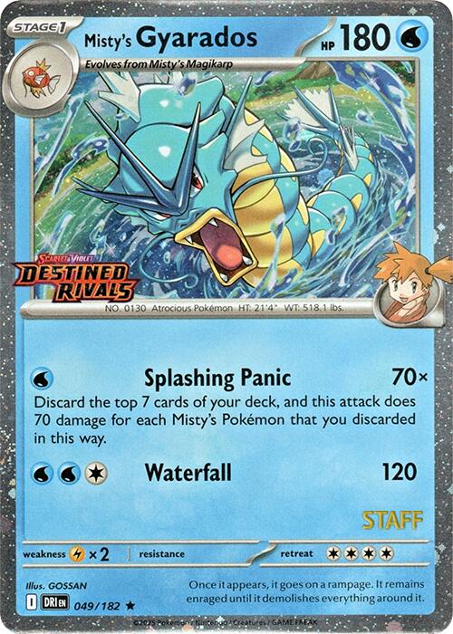 Misty's Gyarados (049/182) (Prerelease Staff) [Scarlet &amp; Violet: Destined Rivals] 