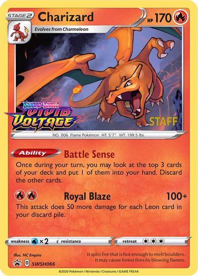 Charizard (SWSH066) (Staff Prerelease Promo) [Sword &amp; Shield: Black Star Promos] 