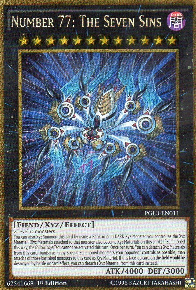 Number 77: The Seven Sins [PGL3-EN011] Gold Secret Rare 