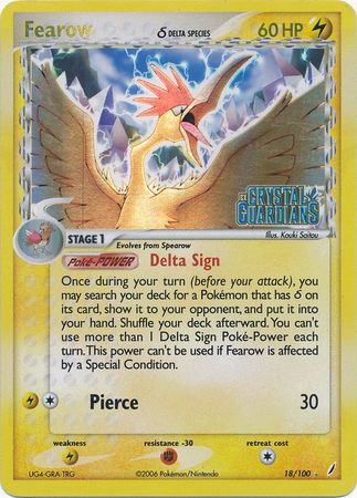 Fearow (18/100) (Delta Species) (Stamped) [EX: Crystal Guardians] 