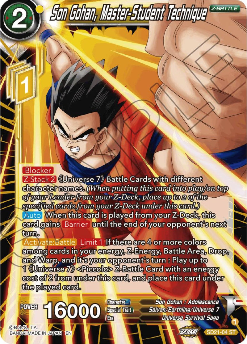 Son Gohan, Technical Master-Student (Starter Deck Exclusive) (SD21-04) [Power Absorbed] 
