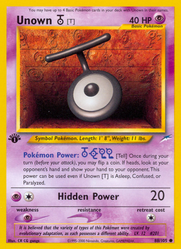 Unown [T] (88/105) [Neo Destiny 1st Edition] 