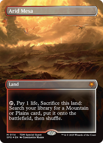 Arid Mesa (Borderless) (Dragonscale Foil) [Tarkir: Dragonstorm Special Guests] 