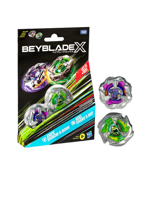 Beyblade X - Dual Pack - Knife Shinobi 4-80HN (Defense Type) / Keel Shark 3-80F (Attack Type)