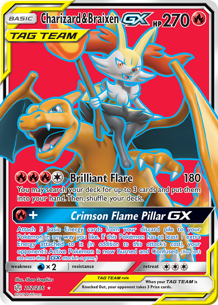 Charizard &amp; Braixen GX (212/236) [Sun &amp; Moon: Cosmic Eclipse] 