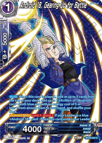 Android 18, Gearing Up for Battle (Silver Foil) (BT20-042) [Power Absorbed] 