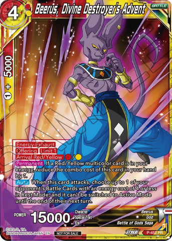 Beerus, Divine Destroyer's Advent (Zenkai Series Tournament Pack Vol.2) (P-452) [Tournament Promotion Cards] 