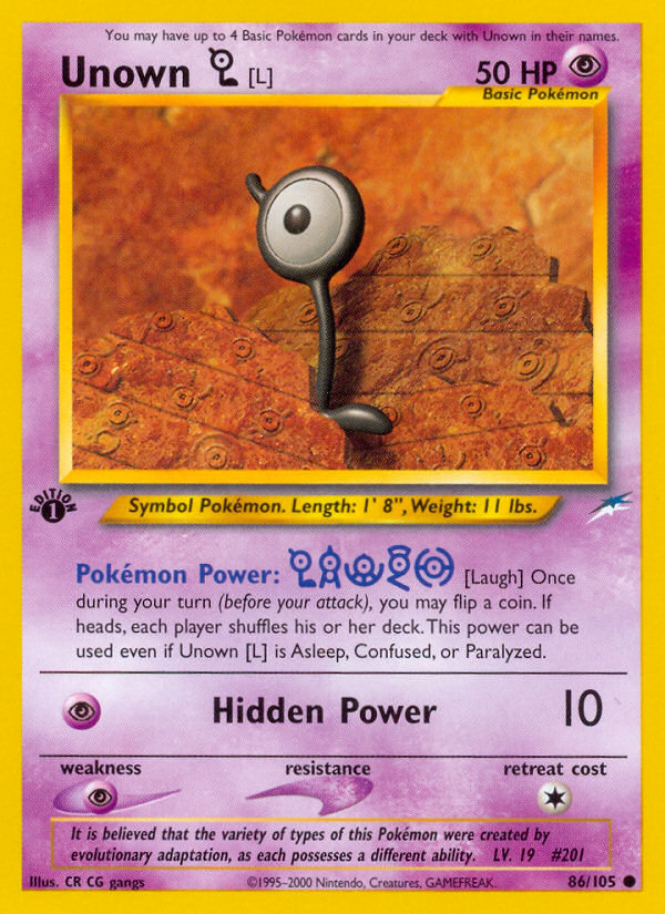 Unown [L] (86/105) [Neo Destiny 1st Edition] 